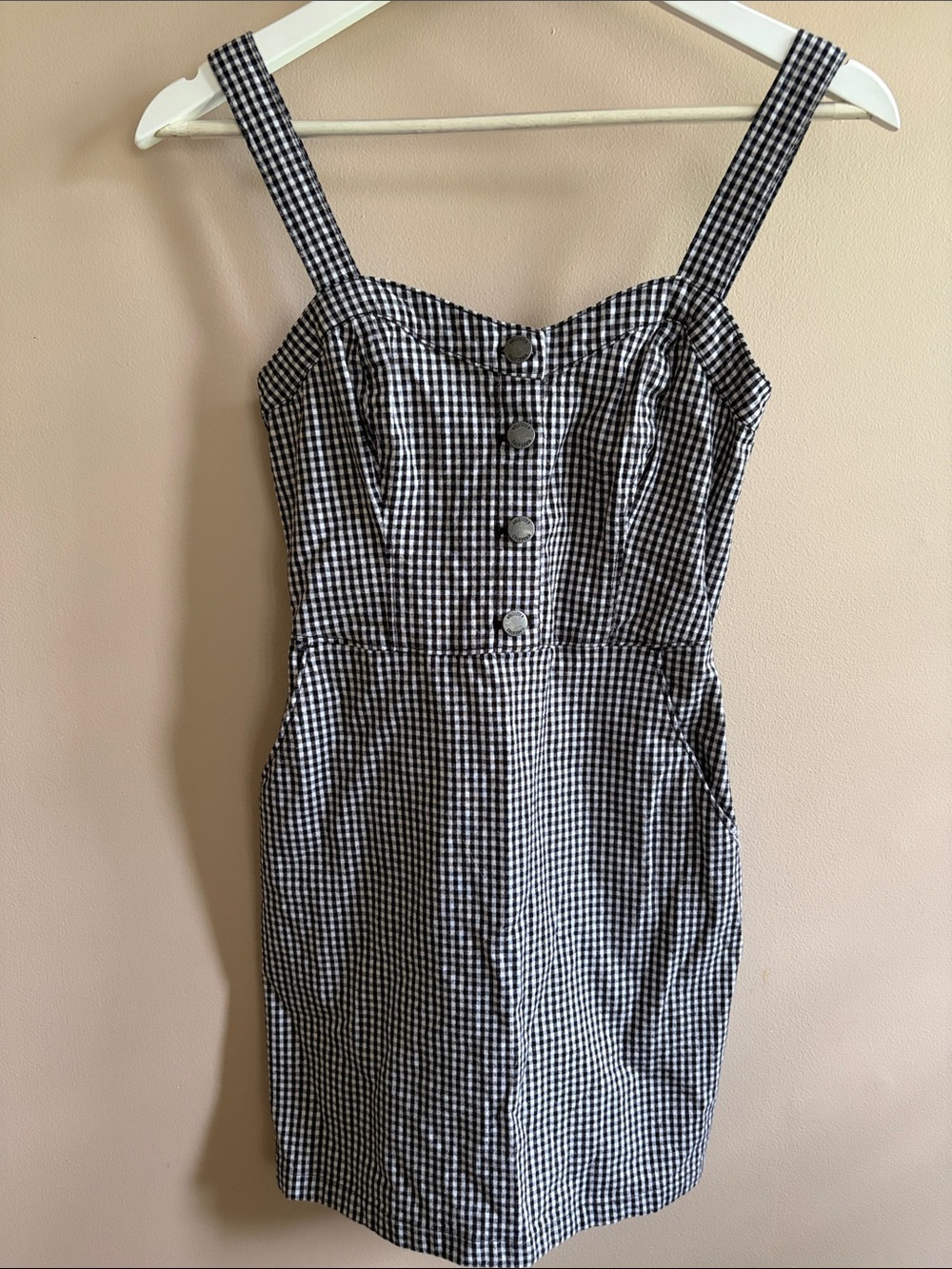 hollister black gingham dress size xs
